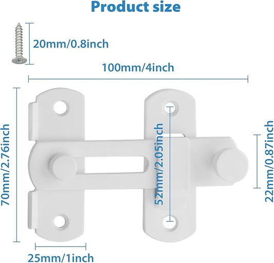 Alise 4 inch Flip Latch Gate Latches, Safety Door Lock for Barn Wood Fence Sliding French Doors,Heavy Duty SUS304 Stainless Steel Gate Hardware White Finish MS9500-W
