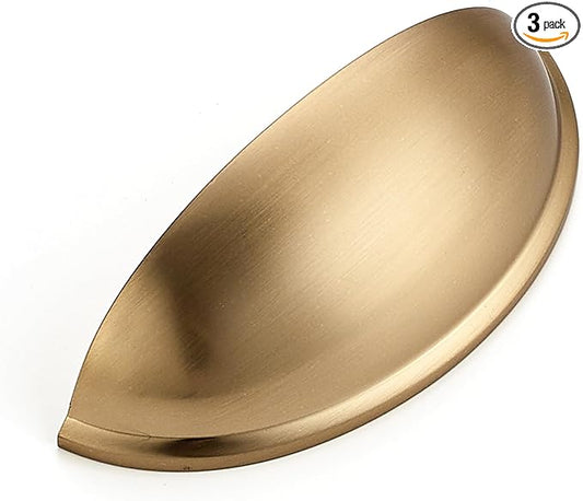 Ravinte 3 Pack 3" Drawer Pulls Champagne Bronze Cabinet Cup Pulls Kitchen Hardware Cabinet Handles Drawer Handles Knobs 3 inch Hole Center