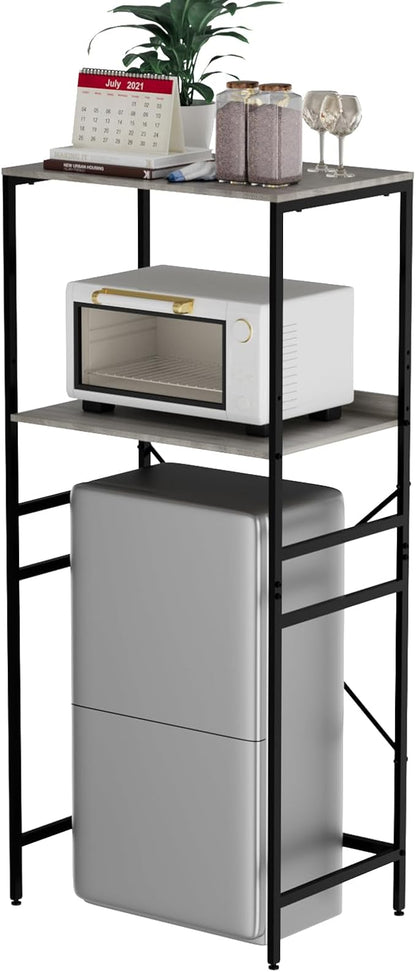 Mini Fridge Shelf Mini Fridge and Microwave Stand Over Mini Fridge Storage Rack Height Adjustable Microwave and Fridge Stand Suitable for Dorm, Kitchens, Offices, Modern Gray