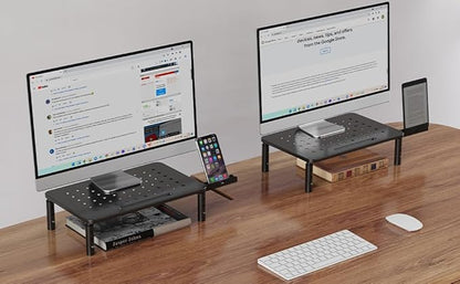 Zimilar 2 Pack Monitor Stand , 3 Height Adjustable Stand with Unique Star Mesh for Computer, Laptop, Printer, Notebook, iMac, Premium Metal Monitor Risers for 2 Monitors