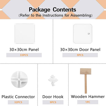 C&AHOME Cube Storage Organizer with Doors, 9-Cube Shelf, Closet Cabinet, DIY Plastic Modular Bookshelf, Storage Shelves Ideal for Bedroom,Living Room,36.6”L x 12.4”W x 36.6”H Milky USHS3009M-DOOR