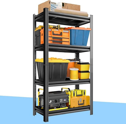 Metal Garage Shelving Unit,Heavy Duty 4-Tier Adjustable Storage Shelves,3000 lbs Capacity,Industrial Shelves for Heavy Tools and Equipment,for Garage,Basement (Black, 35.4" Wx13.8 Dx63 H)