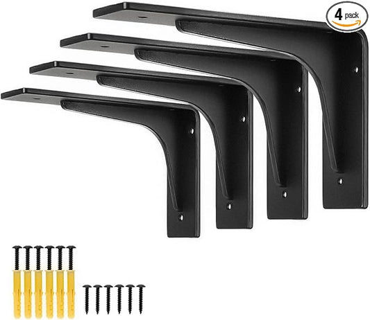 6"x 4"Shelf Bracket ,L Shelf Brackets,max Load 300lbs, Premium Alloy Metal Heavy Duty Shelf Bracket, high Strength Mounting Hardware Included, countertop Support, Pack of 4. (6 INCH x4 INCH)