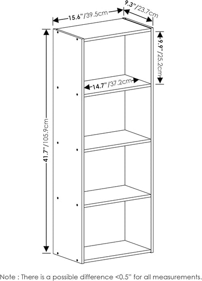 Furinno Luder Bookcase / Book / Storage, 4-Tier, Green/White
