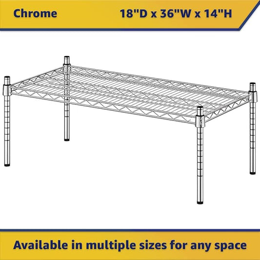 18" x 36" x 14" Chrome Wire Storage Shelf, Dunnage Rack, Commercial 1 Tier Small Shelf