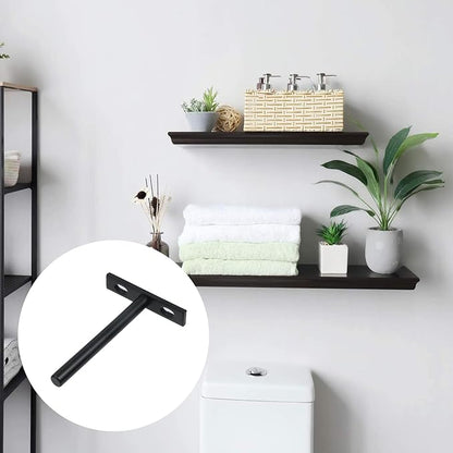 Antrader Set of 8 Floating Shelf Brackets, 4-Inch(Deep) Concealed Blind Shelf Support for Raw Wood Shelves, Matte Black, Screws and Anchors Included