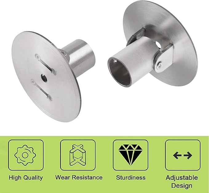 4pcs Shower Curtain Rod Bracket, 26mm Inner Diameter Titanium Steel Curtain Rod Holders Shower Curtain Rod Single Swivel Flange(Silver)