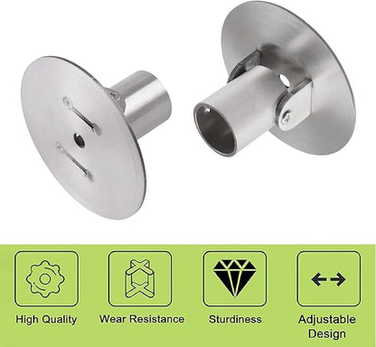 4pcs Shower Curtain Rod Bracket, 26mm Inner Diameter Titanium Steel Curtain Rod Holders Shower Curtain Rod Single Swivel Flange(Silver)