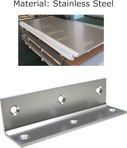 Stainless Steel Corner Bracket,Joint Right Silver Angle Brackets,L Shape Heavy Duty Metal Corner Brace Shelf Supporter for Wood Aufuga (10, 4x1x1)