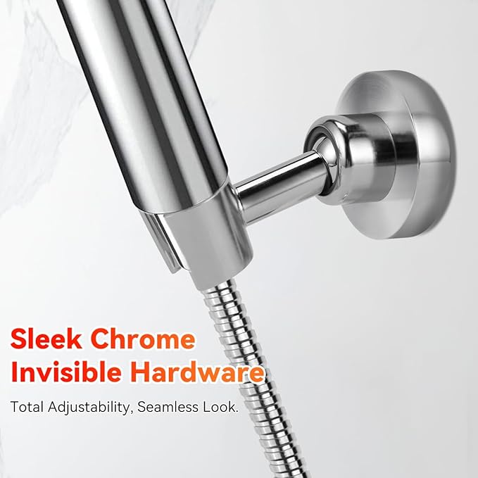 Shower Head Holder All Metal Handheld Shower Wand Bracket Adjustable Handheld Shower Head Holder Wall Mount Shower Wand Bracket Polished Chrome Finish