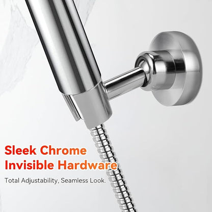 Shower Head Holder All Metal Handheld Shower Wand Bracket Adjustable Handheld Shower Head Holder Wall Mount Shower Wand Bracket Polished Chrome Finish
