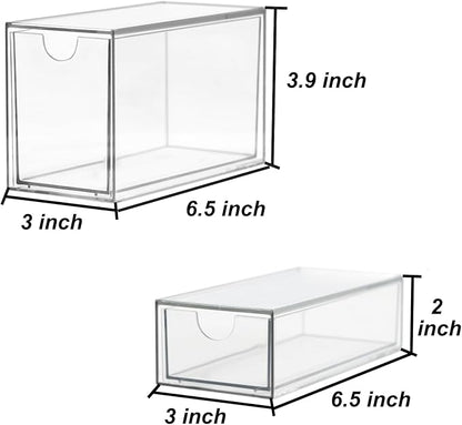 Acrylic Makeup Organizer, Clear Storage Organizer Desktop Stackable Storage Drawers, Plastic Organizer Bins for Makeup, Stationery, Cosmetics, Vanity, Bathroom,Cabinet,Pantry Office Desk (5 Drawers)