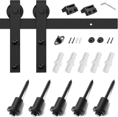 SMARTSTANDARD 6 Feet Heavy Duty Sturdy Sliding Barn Door Hardware Kit-Smoothly and Quietly-includes Detailed Installation Fit 36" Wide Doorpanel (J Shape Hanger) Black