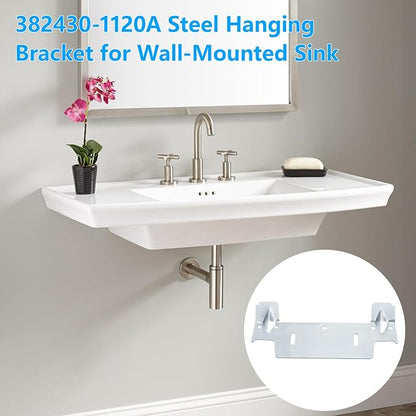 382430-1120A Steel Hanging Bracket Wall Hung Sink Bracket for Wall-Mounted Sink, Featuring Multiple Holes for Securing the Threaded Stud Backplate (1 Pack)