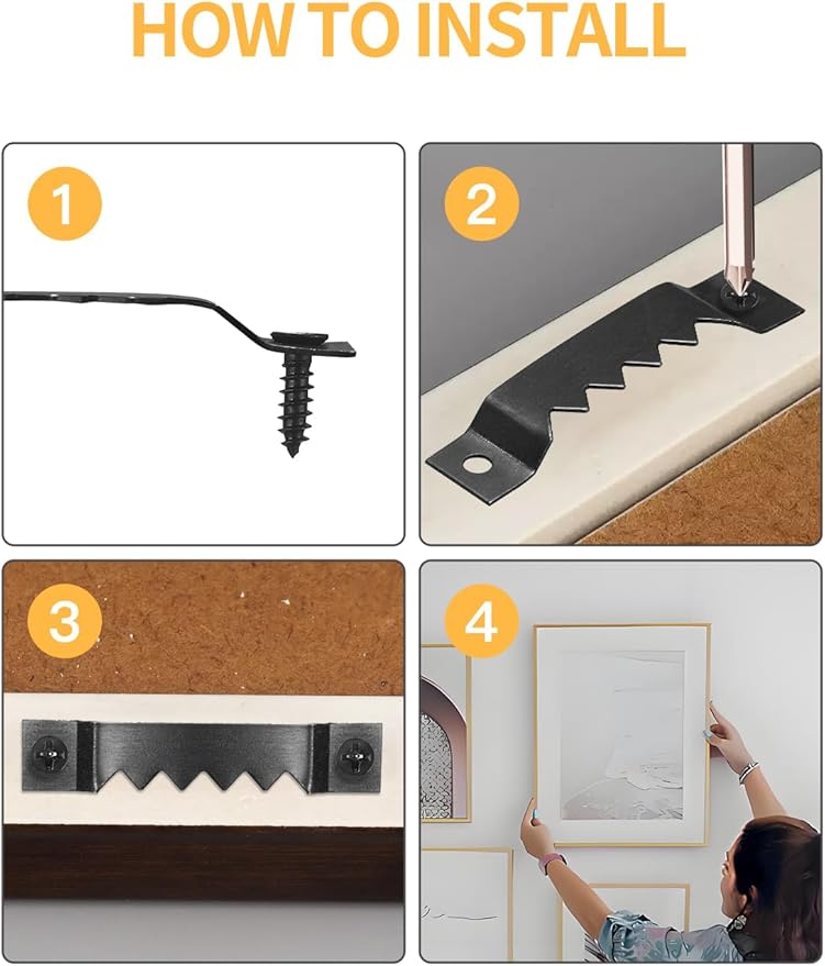 60 Pack Sawtooth Picture Hangers – Small & Heavy-Duty Wall Hanging Kit, 2 Sizes for Photo Frames, Art, Paintings, Canvas Hooks, and Picture Hanging Hardware