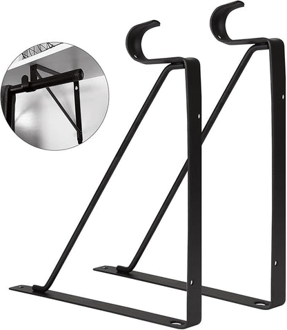 4 Pack Heavy Duty Closet Rod Brackets Holder 11 x 11 x 1 Inch White Closet Rod Support Bracket Black Steel Closet Rod Holders for Hanging Clothes Rod Support Brackets (Black - 4Pack)