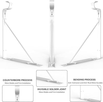 Adjustable Hook Closet Shelf and Rod Brackets, Eau 4 Packs of White Heavy Duty Closet Rod Bracket for Shelf Storage and Closet Rod, Wall Mounted Closet Shelves Bracket