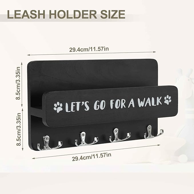 Dog Leash Holder for Wall, Convenient Storage Dog Leash Hook, Keep Leashes Organized, Black