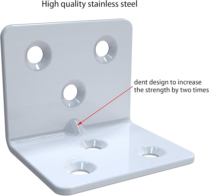 White Stainless Steel Corner Bracket,Joint Right Angle Bracket,L Shape Heavy Duty Metal Corner Brace Hardware Brackets Supporter for Wood Aufuga (16, 1.5x1.2x1.2)