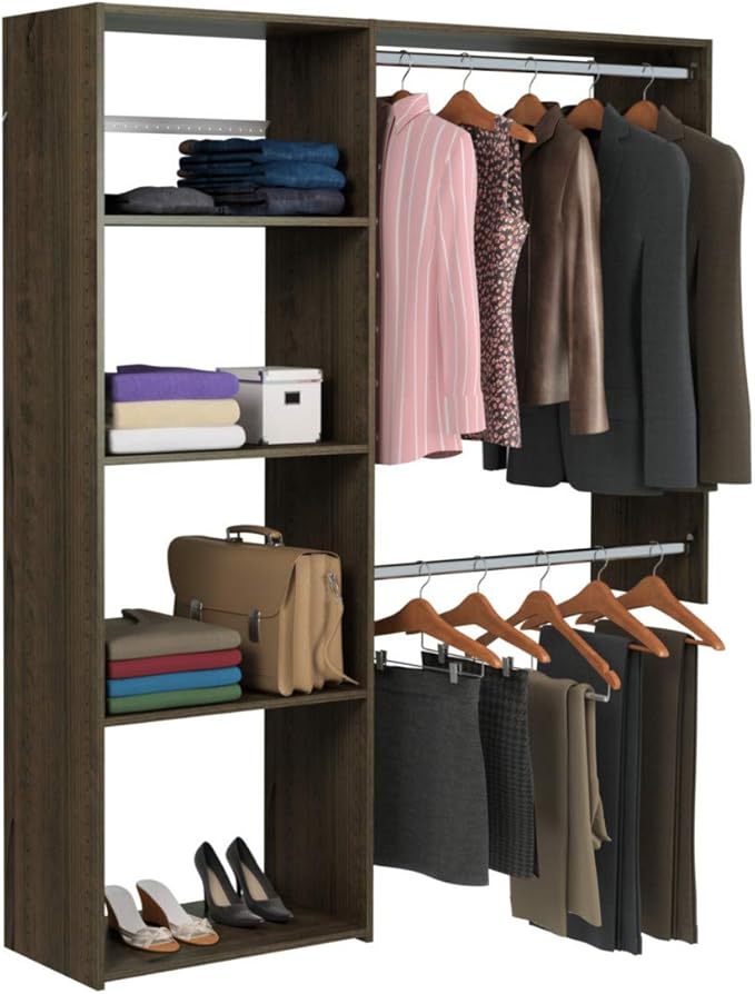 Easy Track 3'-5' W Deluxe Shelving Easy-to-Assemble Kit Closet Organizer, White