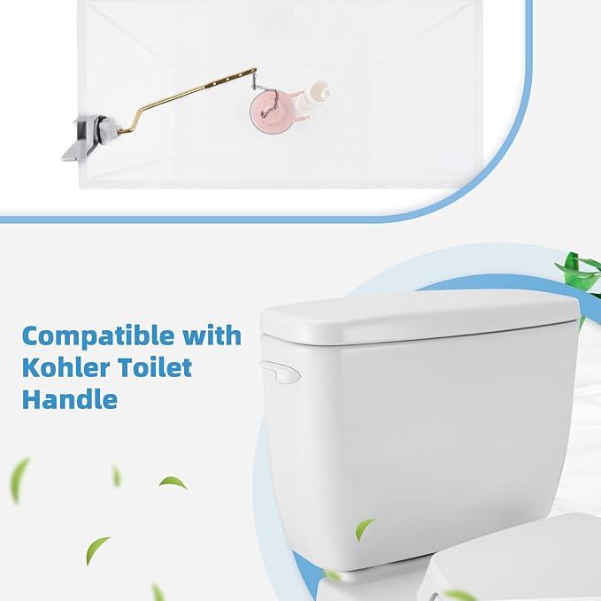 iFealClear Universal Toilet Handle Replacement Kit, Side/Angle Mount Toilet Flush Handle Compatible with Kohler K-GP30324-CP/TOTO/American Standard, Stainless Steel Flapper Chain, White