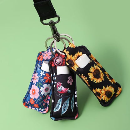 COOKOOKY Chapstick Holder Keychain Cute Lip Balm Keychain Holder with Clip