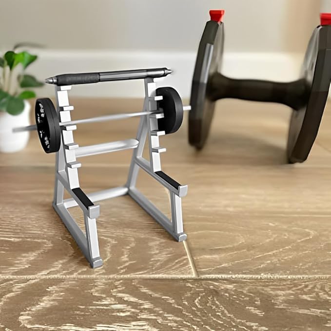 Squat Rack Pen Holder, Barbell Gym Themed Desk Organizer, Barbell Weight Rack for Pens & Pencils, Office Desk Funny Mini Pen Organizer