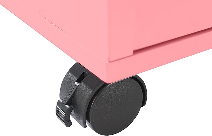 Lavish Home 2 Drawer File Cabinet - Filing Cabinet with Lock - Rolling File Cabinet for Under Desk Storage - Wood Filing Cabinet for Home or Office Organization (Pink)
