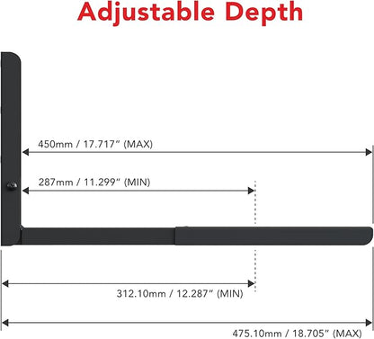 AVF Wall-Mounted Microwave Oven Brackets – Universal Fit, Heavy-Duty Black Steel – Adjustable Arms Hold Up to 99 lbs – Set of 2 Microwave Shelf Support Brackets