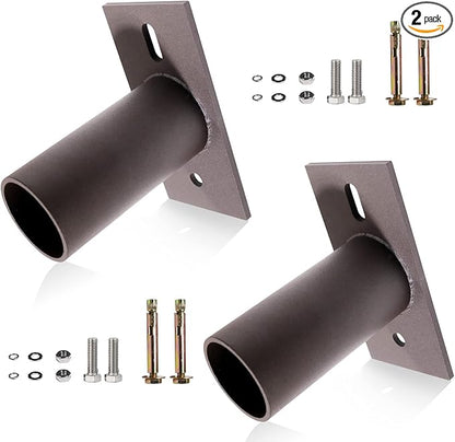 Slip Fitter Adapter Bracket with 2-3/8in OD Tenon 2 Pack, Light Fixture Mounting Bracket Rustproof Rainproof for Outdoor Parking Lot Lights Flood Lights Post Top Light, Durable Steel, Dark Bronze