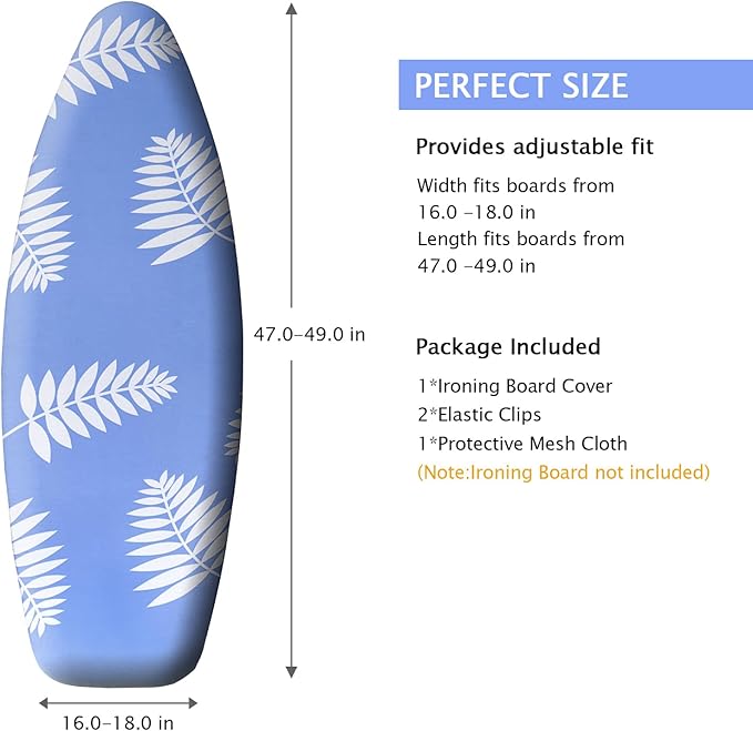 SheeChung Ironing Board Cover and Pad for Extra Wide 18" x 49" Ironing Boards,Premium Heavy Duty 3-Layer Silicone Coated Cover with 2mm Foam and 4mm Felt,Resists Scorching and Staining