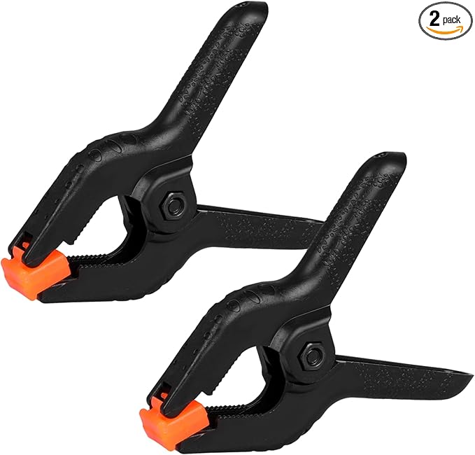 2 Pack Spring Clamps, 8.5inch Plastic Clips, Small Backdrop Clips, Clamps Heavy Duty, Spring Clips for Crafts, Backdrop Stand, Woodworking, Photography Studios (Black)