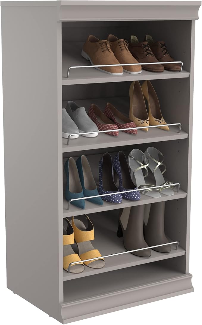 ClosetMaid Modular Storage Shelf Unit with Angled Shoe Shelves, Taupe