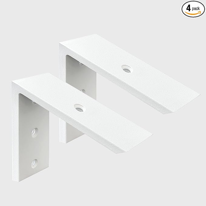 WINKER Countertop Support Bracket 2 Pack Heavy Duty 3/8" Thick Hidden L Shelf Bracket 10" x 6" x 2.5" Metal Corbels for Quartz/Granite/Wood/Concrete/Laminate Countertops, White