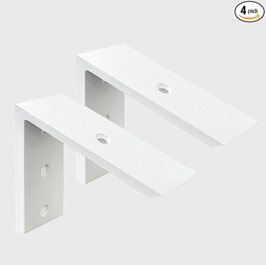 WINKER Countertop Support Bracket 2 Pack Heavy Duty 3/8" Thick Hidden L Shelf Bracket 10" x 6" x 2.5" Metal Corbels for Quartz/Granite/Wood/Concrete/Laminate Countertops, White
