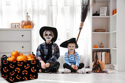 Essme Rectangular Halloween Basket,Kids Baskets Empty with Handles for Kids Halloweens Room Decor,Boys and Girls,Candy Basket（Funny face）