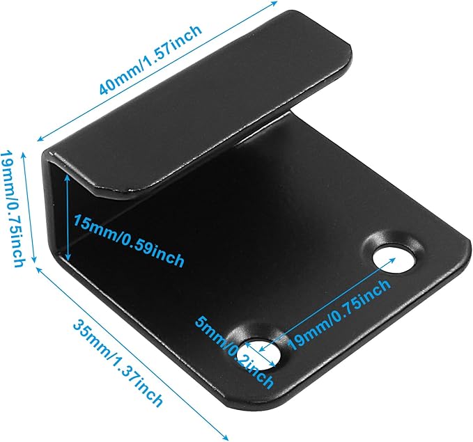 6 Pack Tile Display Wall Hanger Fastener, Stainless Steel Wall Mount Brackets Hook with 15mm Inner Width Heavy Duty Tile Hangers for Ceramic Tile Display (Black)
