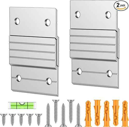 Uniclife 2 Pairs 2 Inch French Cleat Hanger 30 lbs Load Heavy Duty French Cleat Picture Hanger Aluminum Alloy Mirror Hanging Hardware Wall Mounting Bracket Interlocking Z Bar Clip with Bubble Level