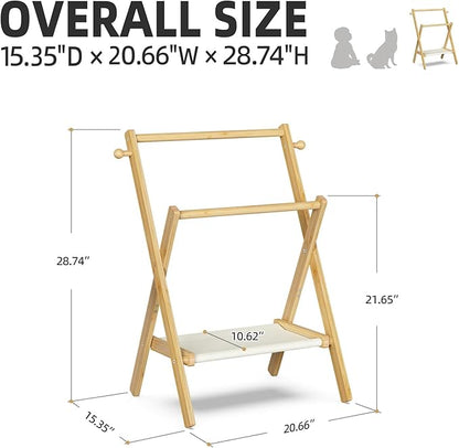 Baby Clothing Rack for Baby Shower Pets Dolls, Baby Clothes Rack with Storage Shelf & Double Rods, Toddler Clothes Rack, Mini Closet Baby Shower Rack (Natural)