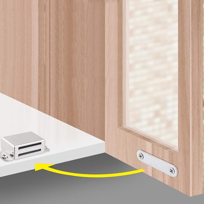 Mousike Cabinet Magnets 30lb Stainless Steel Magnetic Door Catch with Strong Magnetic for Kitchen Cupboard Wardrobe Closet Cabinet Door Drawer Latch