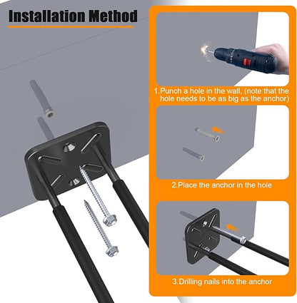 Garage Hooks, Heavy Duty Garage Hooks -12.4 Inch Wall Mount Hangers for Chairs, Power Tools, Garden Tools, Tires & More - Max 120 lbs (2-Pack)