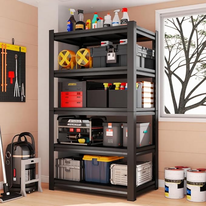 Heavy Duty Metal Storage Shelf, 5 Tier Industrial Shelving Unit - Garage Shelving, Utility Shelf, Metal Storage Rack Shelving, Durable Garage Shelf Organizer 14" D x24 W x63 H