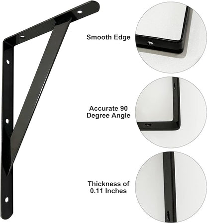 Shelf Brackets 14 Inch x 10 Inch, Heavy Duty Shelf Brackets 4 6 8 10 12 14 16 20 Inch, Metal Brackets Heavy Duty for Wall Mount Shelves