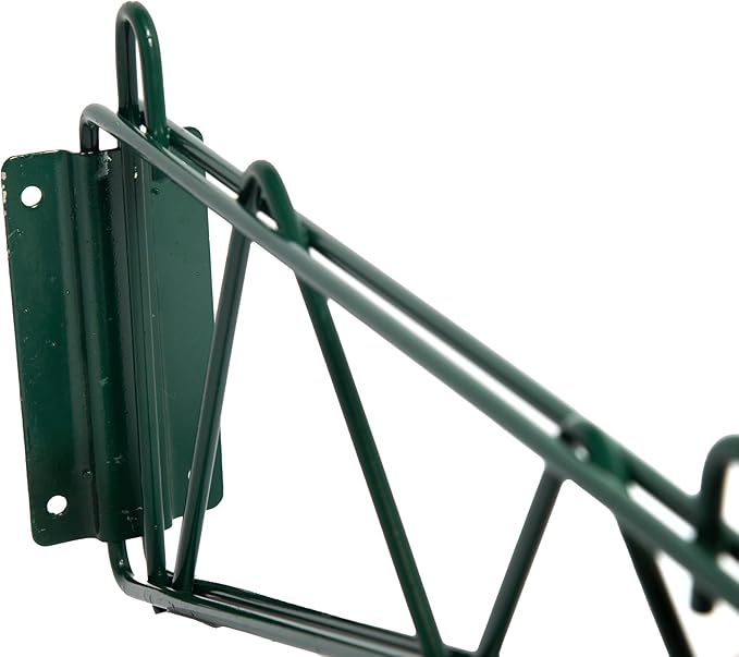 Epoxy Green Wall Mounting Bracket for Wire Shelving | 2 Brackets for Commercial, Retail or Home Use | NSF Certified | Set of 2 Brackets | (24")