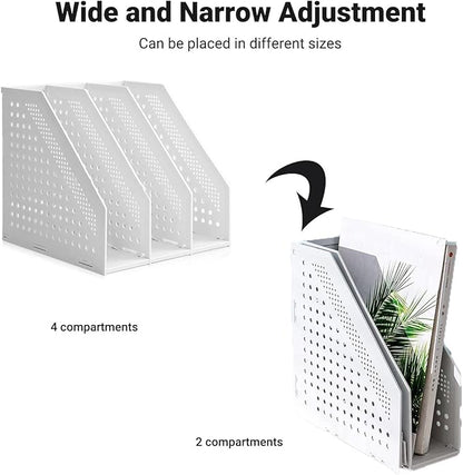 SAYEEC Desktop File Magazine Folder Holder 3 Section Plastic Hollow Documents Foldable Organizer Files Cabinet Shelf Frames Dividers Rack Display and Storage