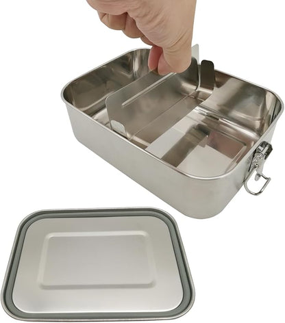 UPTRUST Leak Proof Stainless Steel Lunch Food Container, 1200ML/40oz Large Bento Boxes Metal Lunch Box for Kids or Adults - Lockable Clips Adjustable Divider included