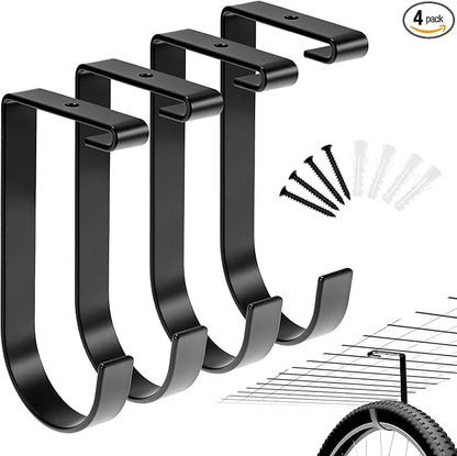 QWORK Bike Hooks for Garage Ceiling Mount Rack, 4 Pack Wall Shelving Hooks