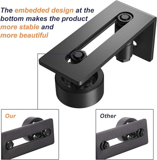 SMARTSTANDARD Sliding Barn Door Floor Guide for Bottom Adjustable Roller - 8 Setup Options for DIYers - Flush Design Bottom Flat Barn Door Floor Guide Stay Roller (Black) 1PCS