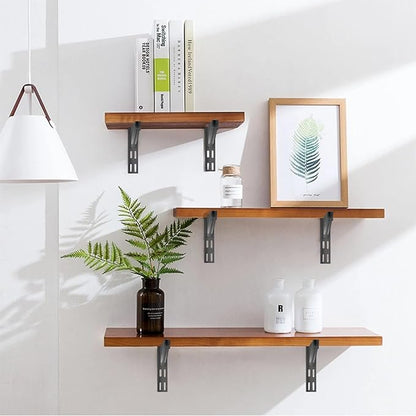 10 Pack 16.5‑Inch Adjustable Wire Shelf Brackets – Heavy‑Duty Double‑Track Closet & Wall Shelving System Supports（Black）
