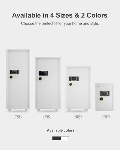 TIGERKING 11.5 Cu Ft Large Heavy Duty Home Security Safe – Digital Touchscreen Lock, Anti-Theft, Adjustable Shelves, Easy to Use, Jewelry & Valuables, Ideal for Home or Office (White, Modern Design)